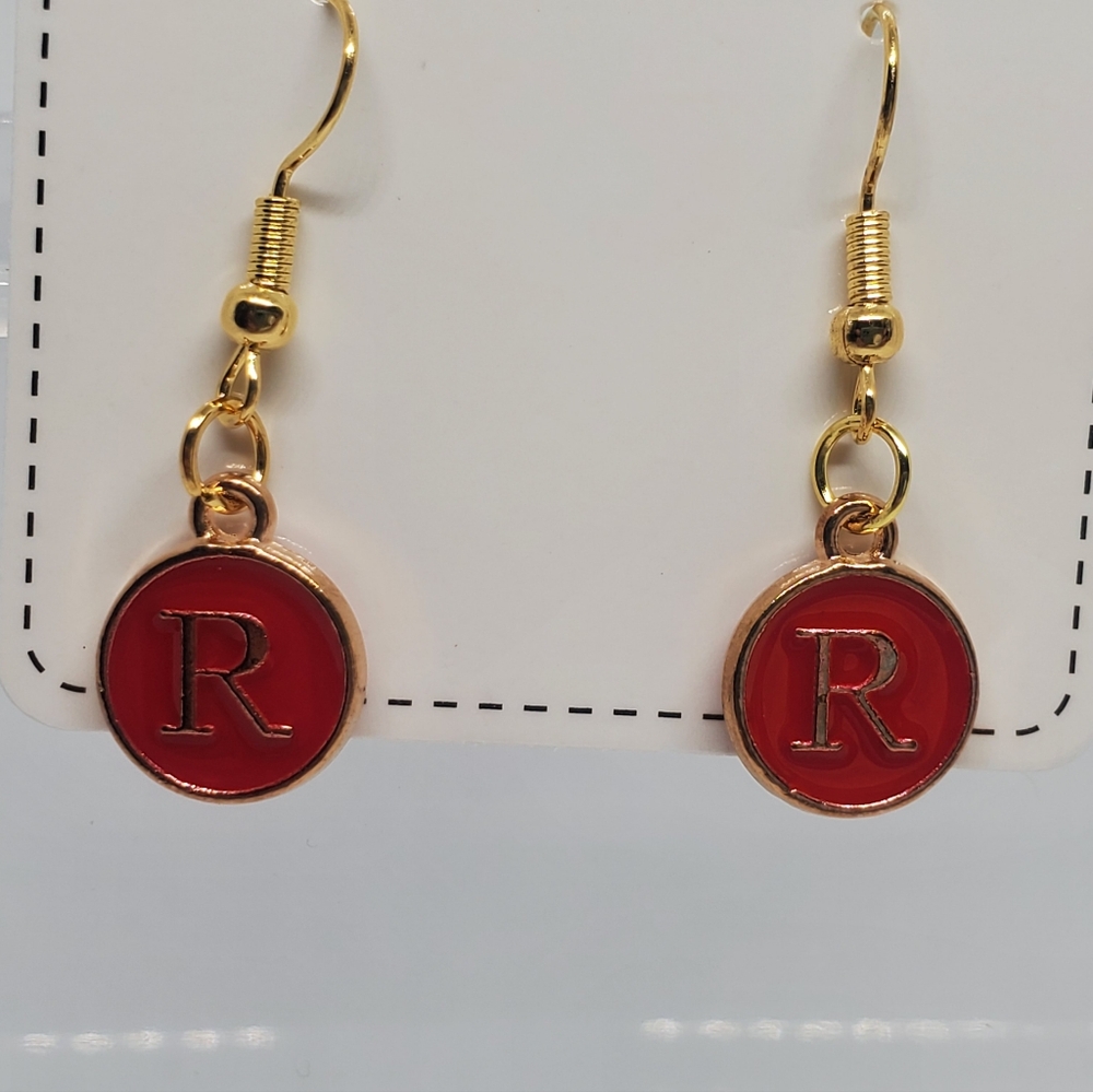 7/$10 R Initial Earrings, New - Picture 2 of 2